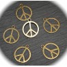 x10 breloques laiton "peace and love "17,5mm