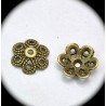 20 coupelles calottes fleurs bronze  12,5x4mm