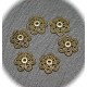 20 coupelles calottes fleurs bronze  12,5x4mm
