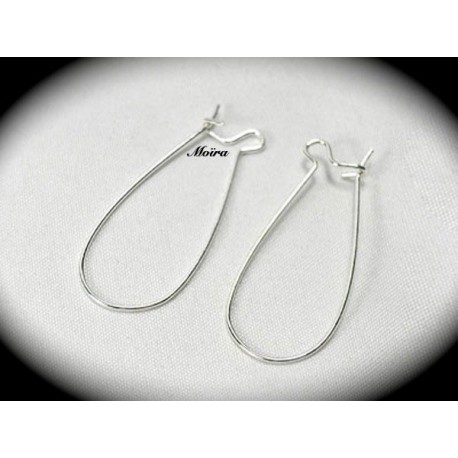 10  attaches crochet boucles d'oreille laiton couleur  argenté 33x14mm