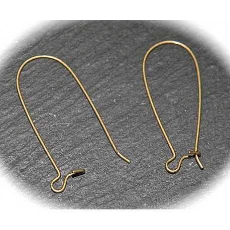 10 attaches crochet boucles d'oreilles laiton BRONZE  33x14mm