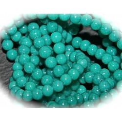 20 perles pierre jade vert turquoise ronde  4mm