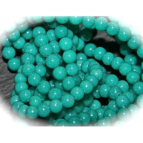 20 perles pierre jade vert turquoise ronde  4mm