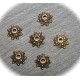 20 calottes coupelles fleurs laiton couleur bronze  9mm