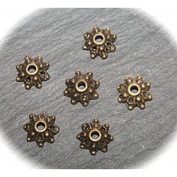 20 calottes coupelles fleurs laiton couleur bronze  9mm