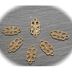 20 connecteurs intercalaires fleur couleur bronze  16mm
