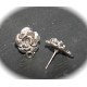 1 Paire boucles d'oreille à clou fleur métal argenté 13mm