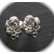 1 Paire boucles d'oreille à clou fleur métal argenté 13mm