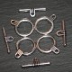 2 fermoirs (4PIECES  ) toggle métal argenté 20x16mm