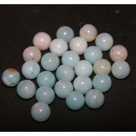 10 perles rondes d'amazonite bleu /vert pâle  5/6mm