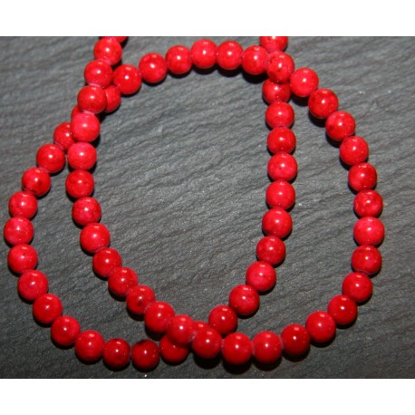 x20 perles de  corail gorgone rouge 3,5/4mm