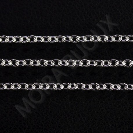 1 mètre  de chaine 027 laiton argenté vif  SOUDÉE maillon ovale  2x2mm