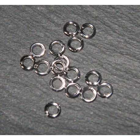 50 anneaux argent platine ouvert  4mm ,0.8mm epaisseur
