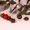 10 perles intercalaire citrouille  métal couleur bronze  striée 8mm