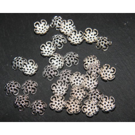 x20 calottes coupelles filigrane argenté 10mm