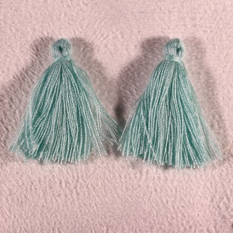 10 pompons breloque coton  vert d'eau  25x5mm