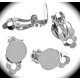 1 paire  boucle d'oreille  clip métal argenté plateau12mm