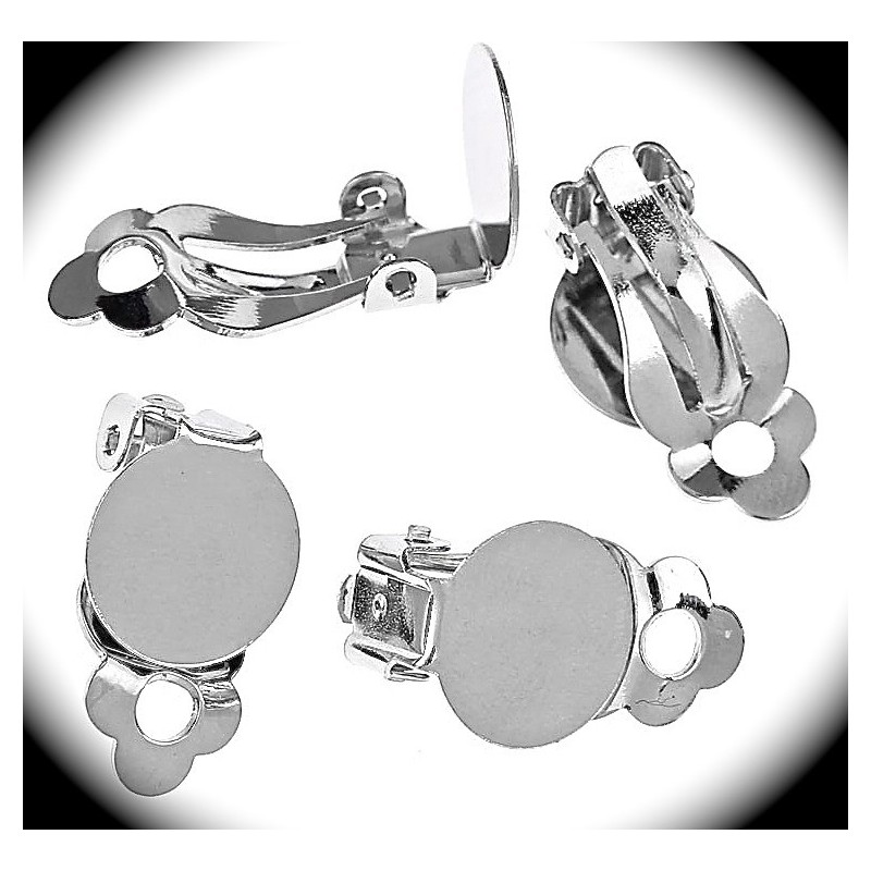Boucles D'oreilles Clips Triangulaires Sydney Carron - Métal Argenté - Occasion - Fabriqué En France