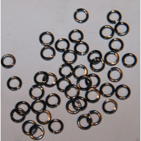 50 anneaux noir ouverts 5mm 0.7mm epaisseur