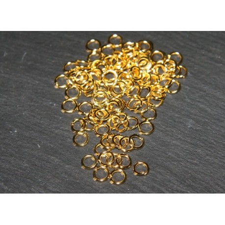 50 anneaux ouverts métal doré 4mm epaisseur 0.8mm