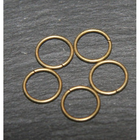 50 anneaux de jonction  ouvert  laiton couleur bronze 8mm epaisseur  0.8mm