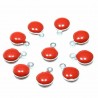 10 sequins rond  acier inoxydable émaillé rouge  bi face 11x8mm