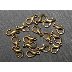 10 fermoirs mousqueton zinc  couleur bronze  9/10mm