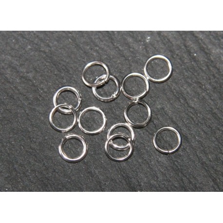 50 anneaux ouvert métal argenté silver clair  5mm epaisseur 0.7mm
