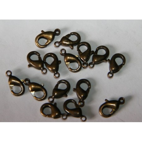 10 fermoirs mousqueton bronze  14mm