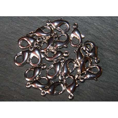 10 fermoirs mousqueton platinium 8/9mm