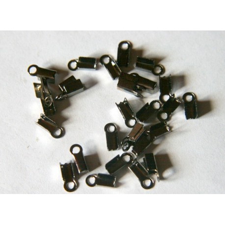 20 attaches lacets embouts métal noir couleur gun métal  9x4 mm