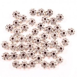 50 perles intercalaires mini étoile métal argenté 4mm