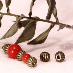20 perles intercalaire rondes striée couleur bronze  6mm