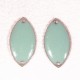 2 sequins émaillés ovale vert d'eau  connecteur laiton 18x10mm
