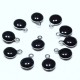 10 sequins rond  acier inoxydable émaillé noir  bi face 11x8mm