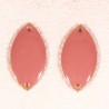 2 sequins émaillés ovale rose pâle connecteur laiton 18x10mm