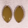 2 sequins émaillés ovale moutarde  connecteur laiton 18x10mm