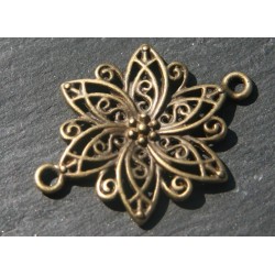 2 connecteurs fleurs  ciselé metal couleur bronze  diametre 30mm