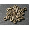 2 connecteurs fleurs  ciselé metal couleur bronze  diametre 30mm
