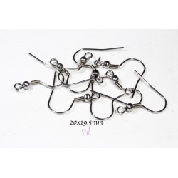 10 supports boucle d'oreille crochet  acier 316L   20x19.5mm