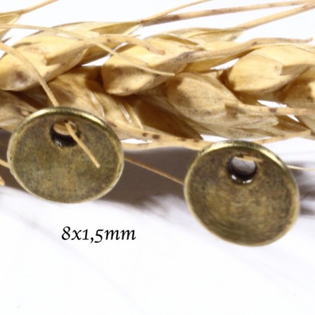 10 breloques sequins rond bronze plates lisse 8 x1,5mm