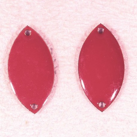 2 sequins émaillé ovale  connecteur framboise  laiton  18x10mm