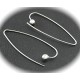 1paire  boucles d'oreilles crochet en laiton finition perle boule platine  39x15mm