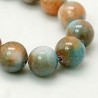 10MM : 8 perles  jade ronde blanc teinté bleu/blanc /corail
