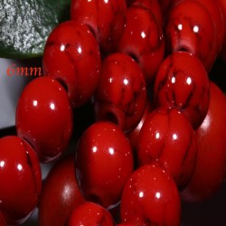 20 perles pierre jade rouge marbré noir 6mm rondes