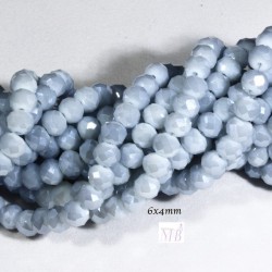 20 perles boulier en verre facettée  gris prisme   6x4mm