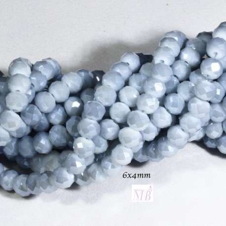 20 perles boulier en verre facettée  gris prisme   6x4mm