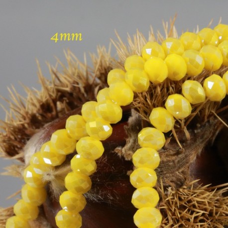 30 perles boulier en verre facettée jaune canari  4x3mm