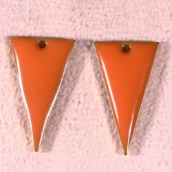 sequins émaille triangle inversé x2 orange  laiton inversé reversible 22x12mm