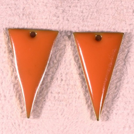 sequins émaille triangle inversé x2 orange  laiton inversé reversible 22x12mm